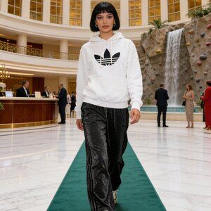 Adidas‎ Women’s Originals Lurex FB TP Pants KS7809 Large Black Silver Metallic